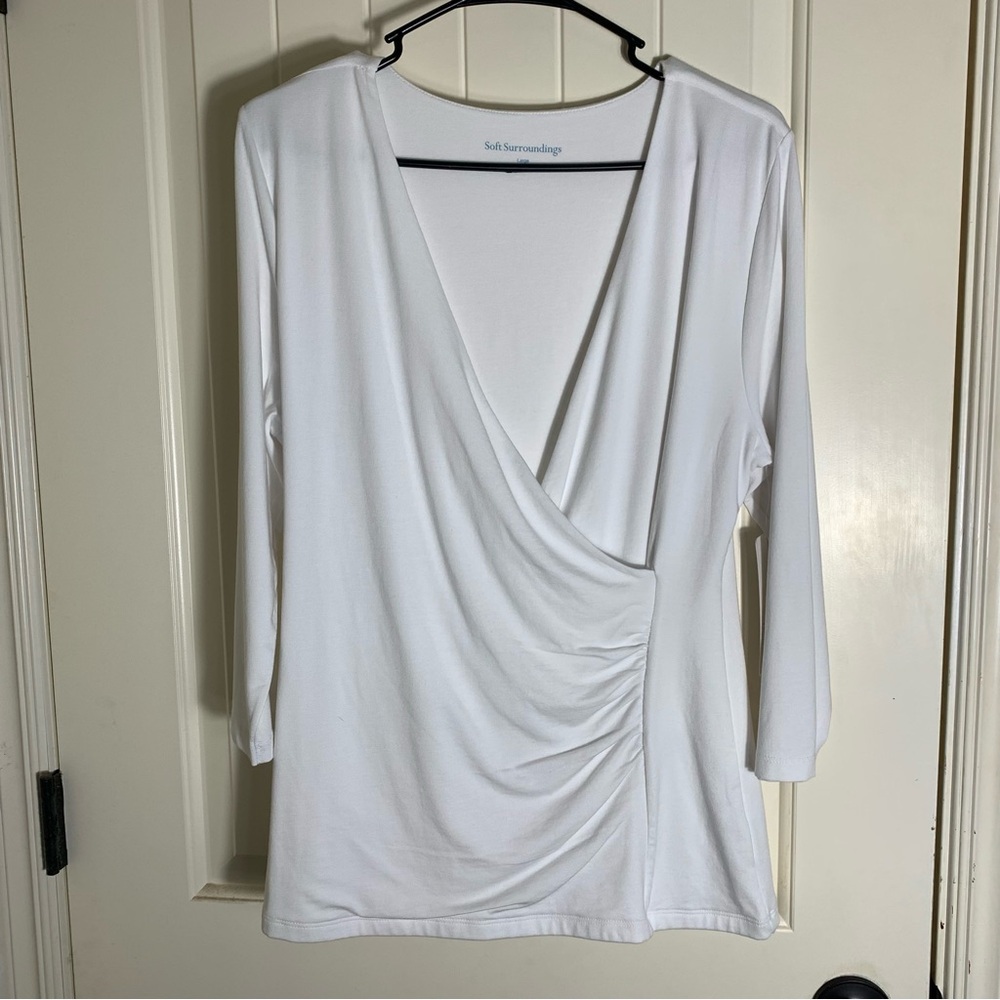 Soft Surroundings Classic White Crossover Blouse